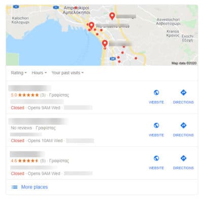 google my business 3 pack results